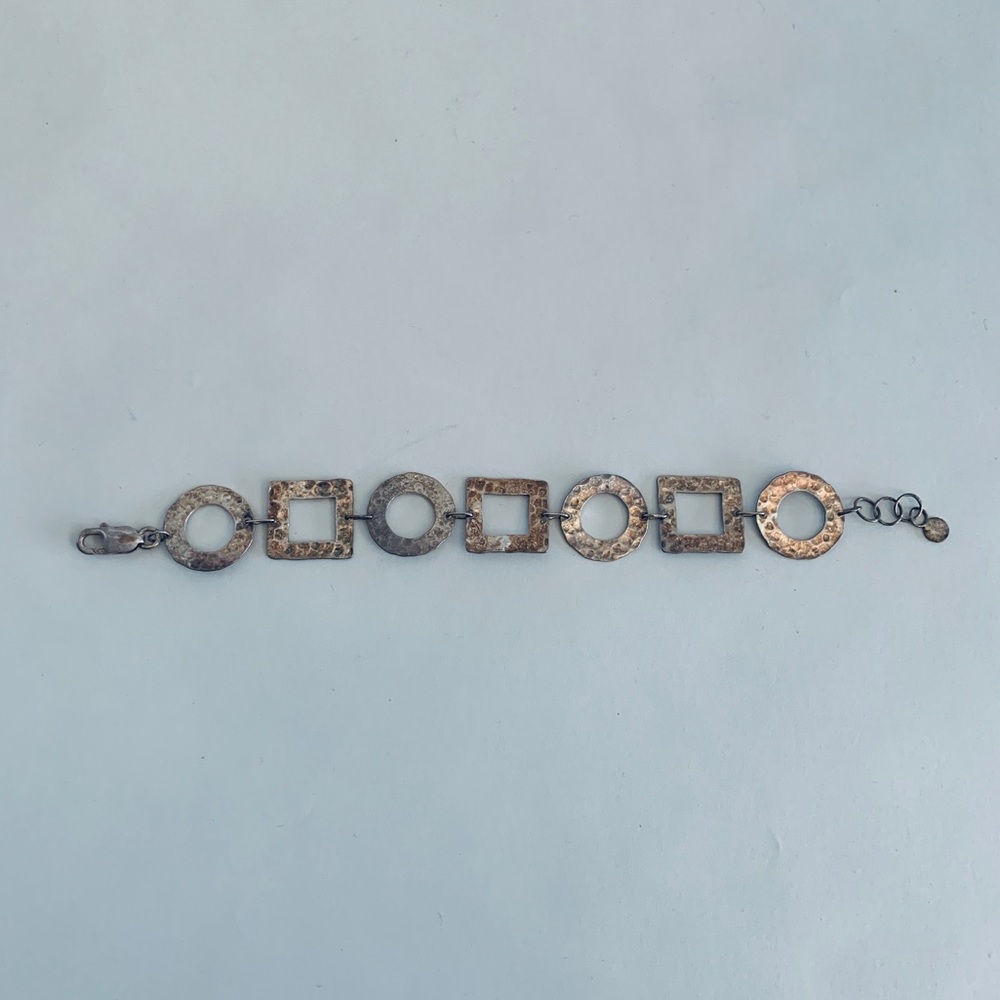 Vintage Sterling Silver Square Circle Bracelet